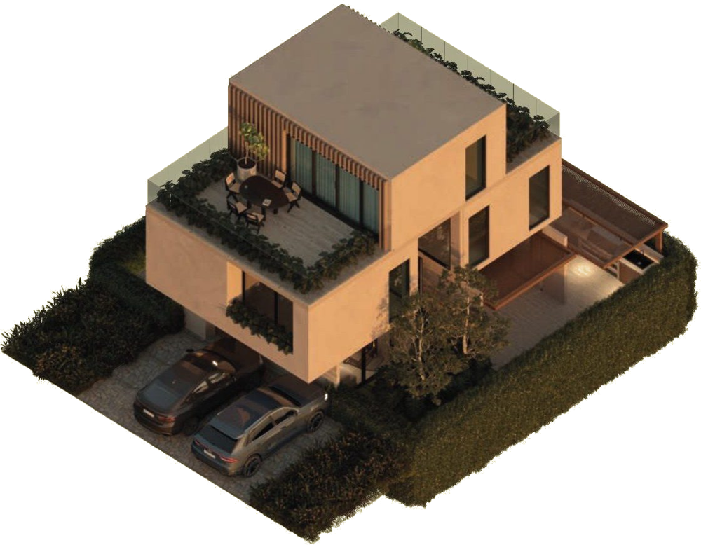 Vista isométrica de Casa tipo 1 (representación visual)